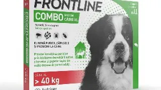 Frontline Combo, solutie spot-on antiparazitara, caini FRONTLINE Combo, spot-on, solutie antiparazitara, caini 40-60kg, 3 pipete