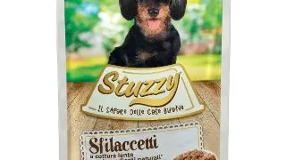 STUZZY Shreds, XS-XL, Pui si Sunca, plic hrana umeda caini, (in suc propriu), 100g