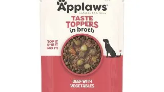 APPLAWS Taste Toppers, XS-XL, Vita si Fasole Verde, plic hrana umeda fara cereale caini, (in supa), 85g