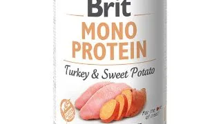 BRIT Mono Protein, Curcan cu Cartof dulce, conserva hrana umeda monoproteica fara cereale caini, (pate), 400g