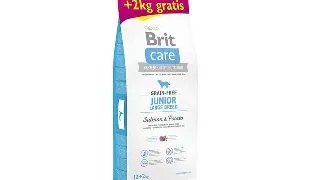 BRIT Care Junior Large Breed, L-XL, Somon cu Cartofi, hrana uscata fara cereale caini junior, 12kg+2kg GRATUIT