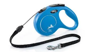 FLEXI Classic, lesa snur retractabila caini, reflectorizant, poliester, albastru, M(20kg, 5m)