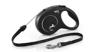 FLEXI Classic, lesa snur retractabila caini, reflectorizant, poliester, negru, S(12kg, 8m)