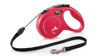 FLEXI Classic, lesa snur retractabila caini, reflectorizant, poliester, rosu, M(20kg, 5m)