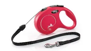 FLEXI Classic, lesa snur retractabila caini, reflectorizant, poliester, rosu, S(12kg, 8m)
