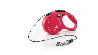 FLEXI Classic, lesa snur retractabila caini, reflectorizant, poliester, rosu, XS(8kg, 3m)