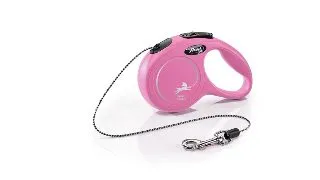 FLEXI Classic, lesa snur retractabila caini, reflectorizant, poliester, roz, XS(8kg, 3m)