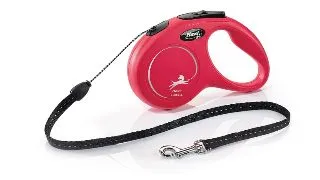 FLEXI Classic, lesa snur retractabila caini, reflectorizant, poliester, rosu, S(12kg, 5m)
