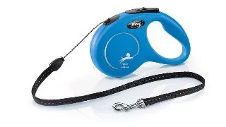 FLEXI Classic, lesa snur retractabila caini, reflectorizant, poliester, albastru, S(12kg, 5m)