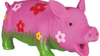 Trixie, jucarie porc cu floare caini, cu sunet original, latex, 20cm, multicolor