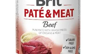 BRIT Pate & Meat, Vita, conserva hrana umeda fara cereale caini, (pate cu bucati de carne), 800g