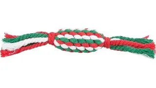 TRIXIE Christmas Bomboana, jucarie sfoara caini XS-XL, activitati fizice, bumbac, alb si verde, 24cm
