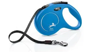 FLEXI Classic, lesa banda retractabila caini, nylon, albastru, M(25kg, 5m)