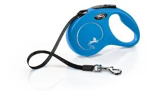 FLEXI Classic, lesa banda retractabila caini, nylon, albastru, S(15kg, 5m)