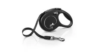 FLEXI Classic, lesa banda retractabila caini, nylon, negru, XS(12kg, 3m)