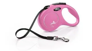 FLEXI Classic, lesa banda retractabila caini, nylon, roz, S(15kg, 5m)