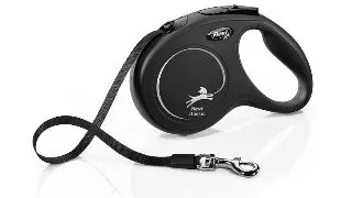 FLEXI Classic, lesa banda retractabila caini, nylon, negru, M(25kg, 5m)