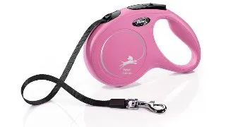 FLEXI Classic, lesa banda retractabila caini, nylon, roz, M(25kg, 5m)