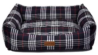 4DOG Deluxe Danish, pat dreptunghiular caini, bumbac, ortopedic, negru, XS-S(50x38x19cm)