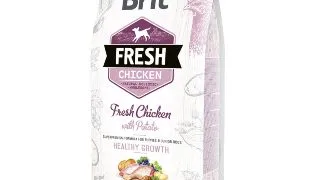 BRIT Fresh Healthy Growth Puppy & Junior S-XL, Pui cu Cartof, hrana uscata continut redus cereale caini junior, 2.5kg