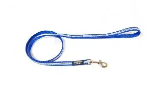 JULIUS-K9 IDC Tubular webbing, lesa cu fire flourescente cu maner caini, nylon, banda, 14mm x 1.2m, albastru