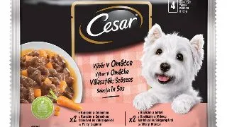 CESAR Selectii, 2 arome, pachet mixt, plic hrana umeda, (in sos), 100g x 4