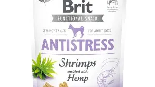 BRIT Care Functional Snack Antistress, Creveti cu Canepa, recompense funtionale fara cereale caini, antistres, 150g