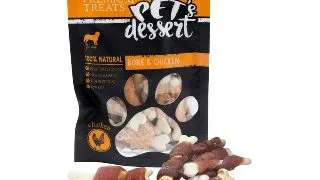 PET'S DESSERT Bone & Chicken, XS-XL, Pui, punguta recompense fara cereale caini, 500g