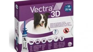 Vectra 3D, spot-on, solutie antiparazitara, caini Vectra 3D, spot-on, solutie antiparazitara, caini 10-25 kg, 3 pipete