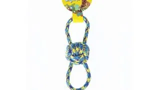 LEOPET, jucarie sfoara caini, S-L, textil, activitati fizice, albastru si galben, 29 cm