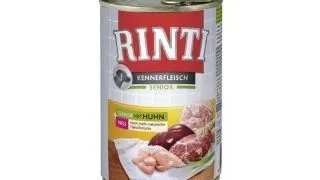 RINTI Senior, XS-XL, Pui, conserva hrana umeda fara cereale caini senior, (in suc propriu), 400g