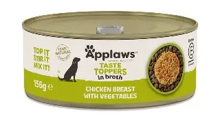 APPLAWS Taste Toppers, XS-XL, Pui si Legume, conserva hrana umeda caini, (in supa), 156g