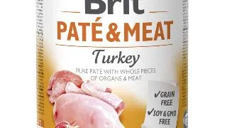BRIT Pate & Meat, Curcan, conserva hrana umeda fara cereale caini, (pate cu bucati de carne), 800g