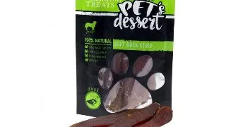 PET'S DESSERT Soft Strip, XS-XL, Rata, punguta recompense fara cereale caini, 80g