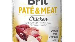BRIT Pate & Meat, Pui, conserva hrana umeda fara cereale caini, (pate cu bucati de carne), 800g