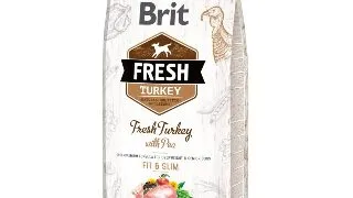 BRIT Fresh Fit & Slim Adult S-XL, Curcan cu Mazare, hrana uscata continut redus cereale caini, managemetul greutatii, 12kg