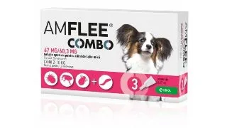 AMFLEE Combo Dog, spot-on, solutie antiparazitara, caini, 3 pipete AMFLEE Combo Dog, spot-on, solutie antiparazitara, caini 2-10 kg, 3 pipete