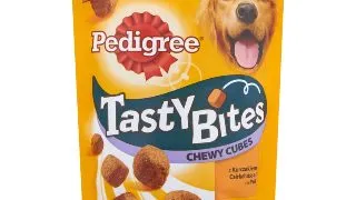 PEDIGREE Tasty Bites, recompense caini, cubulete cu branza, 130g