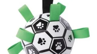M-PETS Soccer, jucarie minge caini M-XL, activitati fizice, plutitoare, cauciuc, alb si negru, ⌀15cm