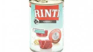 RINTI Sensible, XS-XL, Vita si Orez, conserva hrana umeda monoproteica caini, alergii, (in suc propriu), 400g