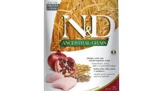 N&D Ancestral Grain Adult Medium/Maxi, M-XL, Pui si Rodie, hrana uscata continut redus cereale caini, 12kg