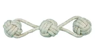 TRIXIE, jucarie sfoara cu 3 mingi caini, 8cm x 37cm, alb
