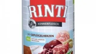 RINTI, XS-XL, Inimi de Pui, conserva hrana umeda fara cereale caini, (in suc propriu), 800g