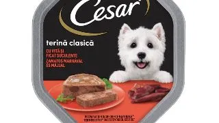 CESAR Terina clasica, Vita si Ficat, tavita hrana umeda caini, (pate), 150g