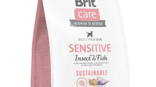 BRIT Care Sustainable Sensitive, XS-XL, Insecte si Peste, hrana uscata caini, piele & blana, sistem digestiv, 3kg