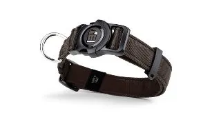 MYFAMILY Memopet, zgarda ajustabila cu NFC caini, textil, 26-37cm, maro
