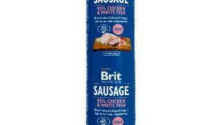 BRIT Premium, Pui si Peste Alb, salam hrana umeda continut redus cereale caini, 800g