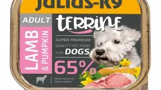 JULIUS-K9 Terrine, XS-S, Miel si dovleac, tavita hrana umeda caini, (pate), 150g