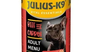 JULIUS-K9 Adult Menu, XS-XL, Vita si Morcov, conserva hrana umeda caini, (in sos), 1240g