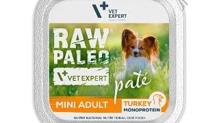 RAW PALEO Mini Adult, XS-S, Curcan, tavita hrana umeda monoproteica fara cereale caini, alergii, (pate), 150g